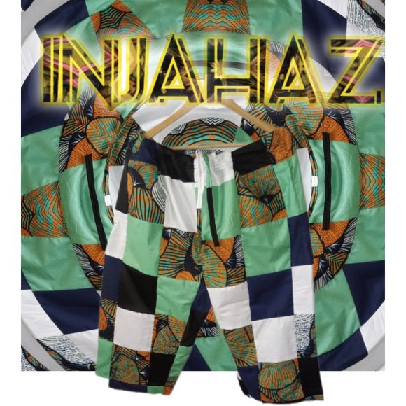 NEW Patchwork Shorts Custom BayeFall Injahaz African Wax Fabric Handmade 1 of 1 - Picture 2 of 2